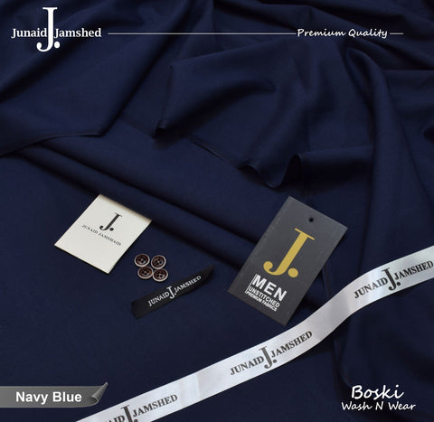 J Dot Wash and Wear Unstitched Suit for Men - Navy Blue