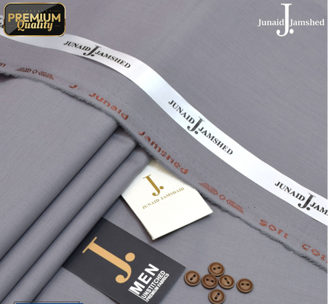 J Dot Wash and Wear Unstitched Suit for Men- Gray - JJCT-04