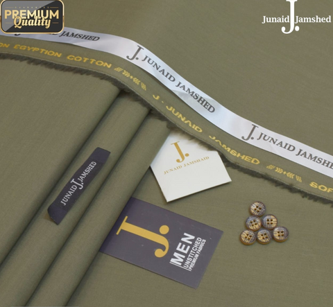 J Dot Wash and Wear Unstitched Suit for Men - Olive - JJCT-12