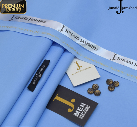 J Dot Wash and Wear Unstitched Suit for Men - Sky Blue - JJCT-15